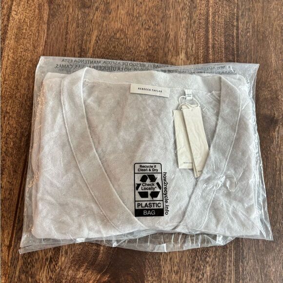 NWT Rebecca Taylor Wool Blend Rouched V neck Sweater Cardigan - Picture 9 of 10